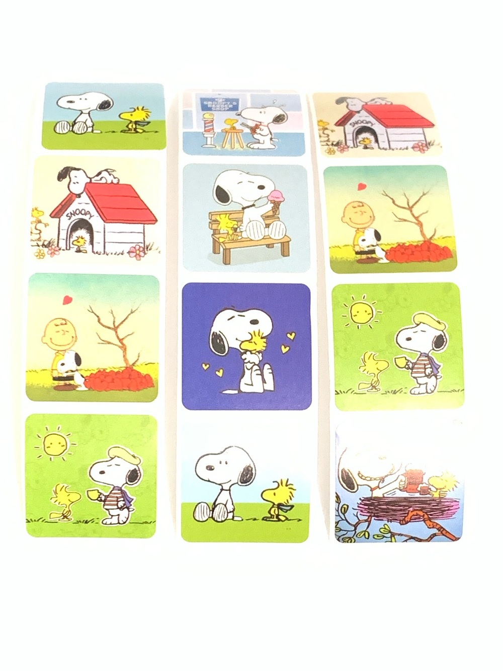 Peanuts Snoopy Mini Stickers - White Background with Colorful Panels